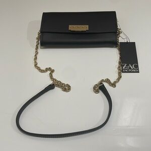 Zac Posen Earthette Black Leather Wallet Crossbody Bag—Beautiful! New with Tags!